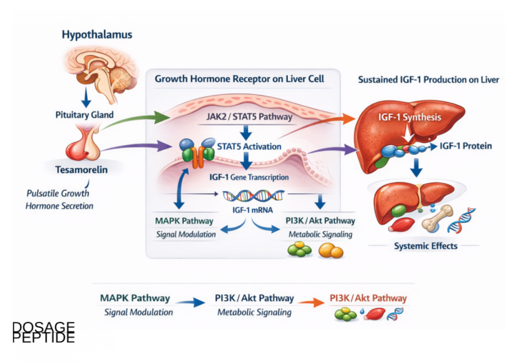 What Molecular Pathways Link Tesamorelin Stimulation to Sustained IGF-1 Elevation?