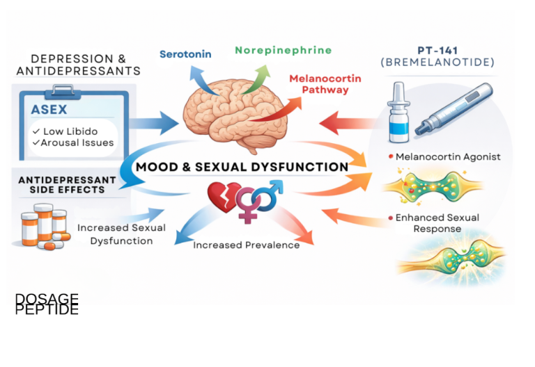 How does PT-141 address sexual dysfunction linked to depressive disorders?