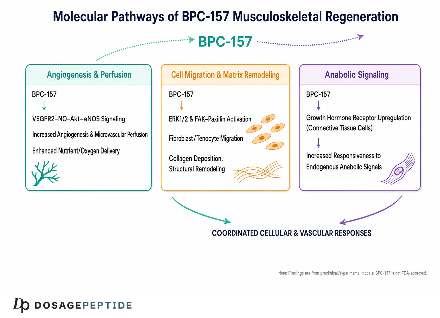 BPC-157 musculoskeletal repair evidence; preclinical, not FDA-approved.