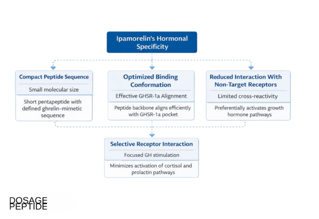 Research illustration of Ipamorelin and selective GH secretion without off-target hormonal activation