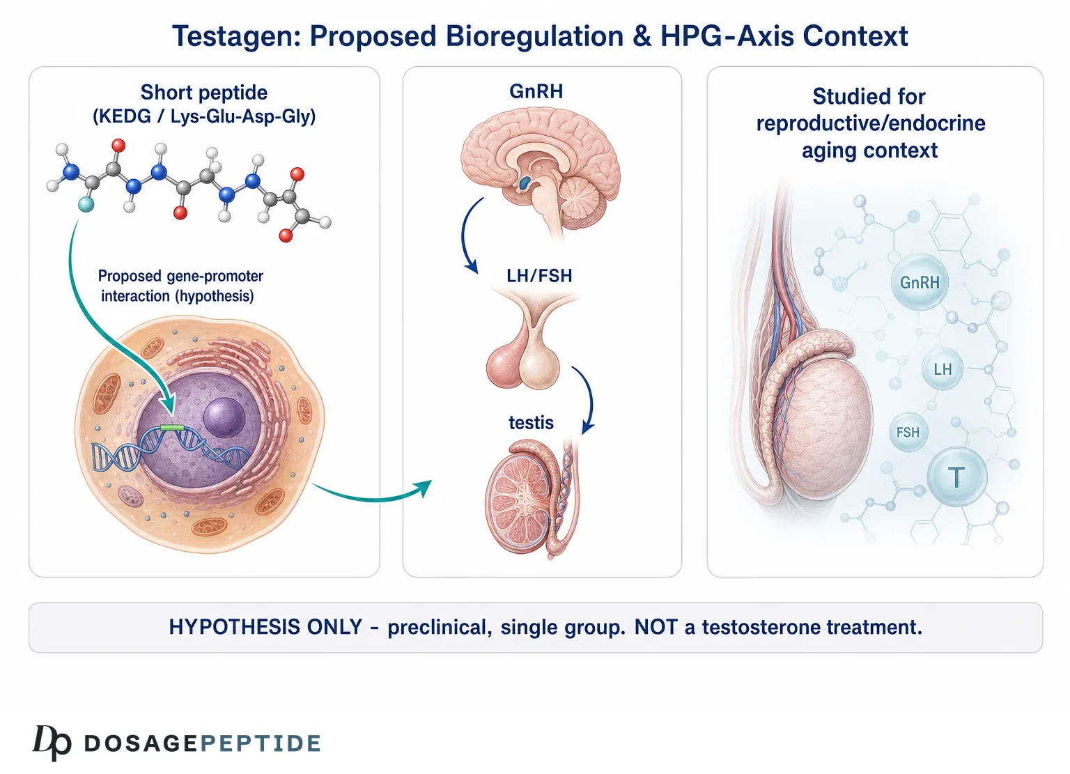 Testagen proposed bioregulation and HPG-axis context: KEDG short peptide studied in reproductive research