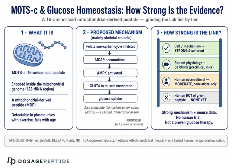 How strongly does evidence link MOTS-C with glucose homeostasis control?