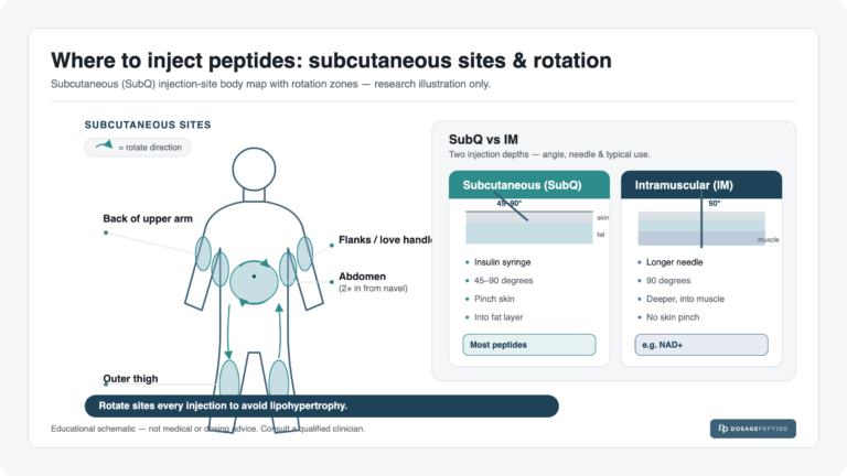Where to Inject Peptides: Sites, Rotation & Technique (SubQ vs IM)